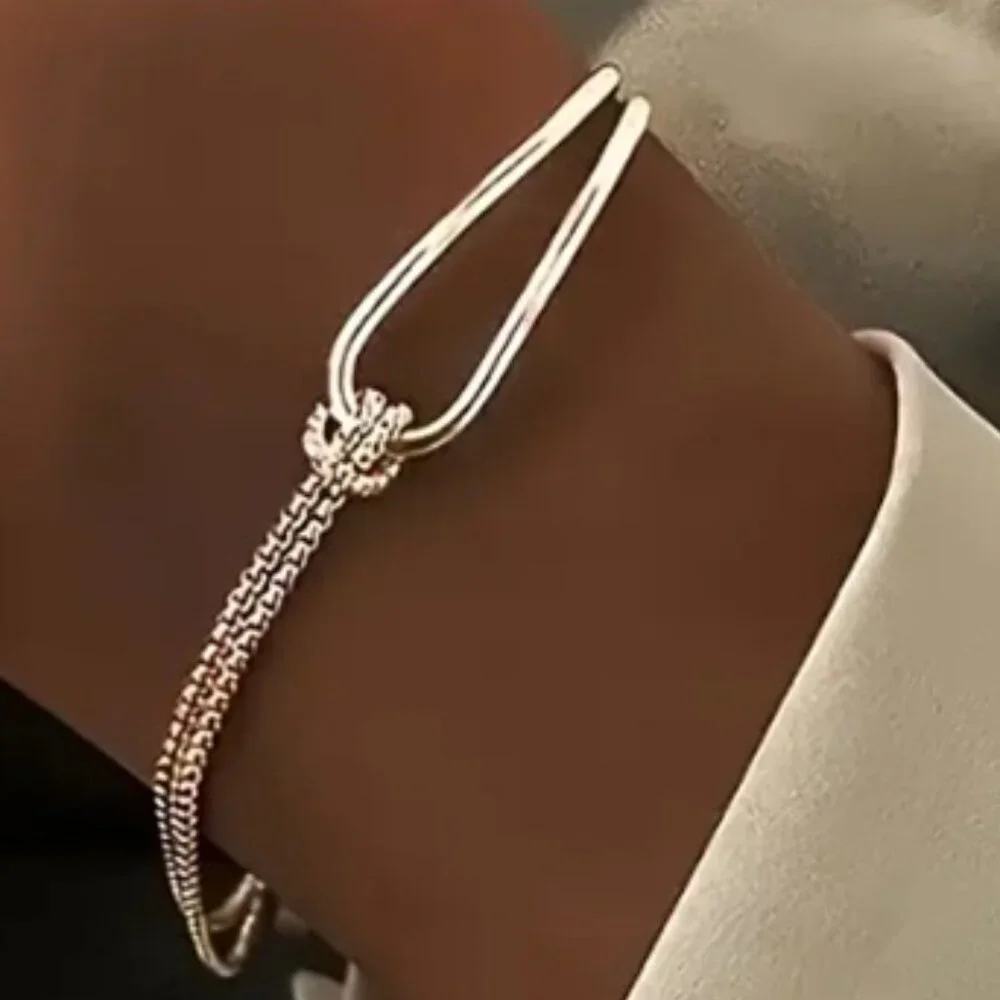 925 Sterling Silver Elegant Minimalist Geometric Bracelet